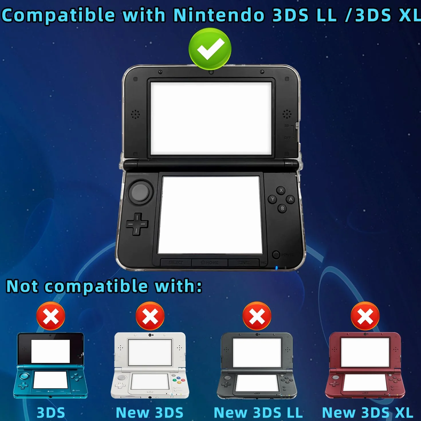 OSTENT Protector Claro Cristal Duro Caso Cubierta de la Piel Shell para Nintendo 3DS XL LL
