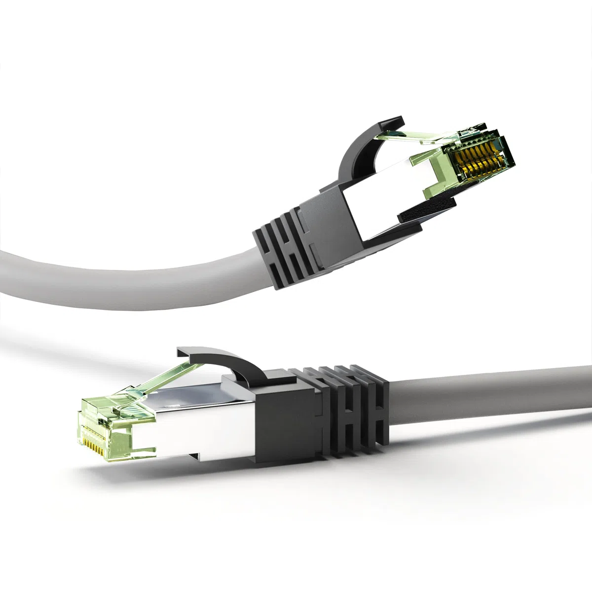 Goobay 55135 RJ45 cable de conexión CAT 8.1 / enchufe RJ45 / 8K Gaming PS5 Playstation 5 & Xbox / 2.000 MHz/cable de red OFC/cable DSL/Gris/Cable LAN 0,5 m