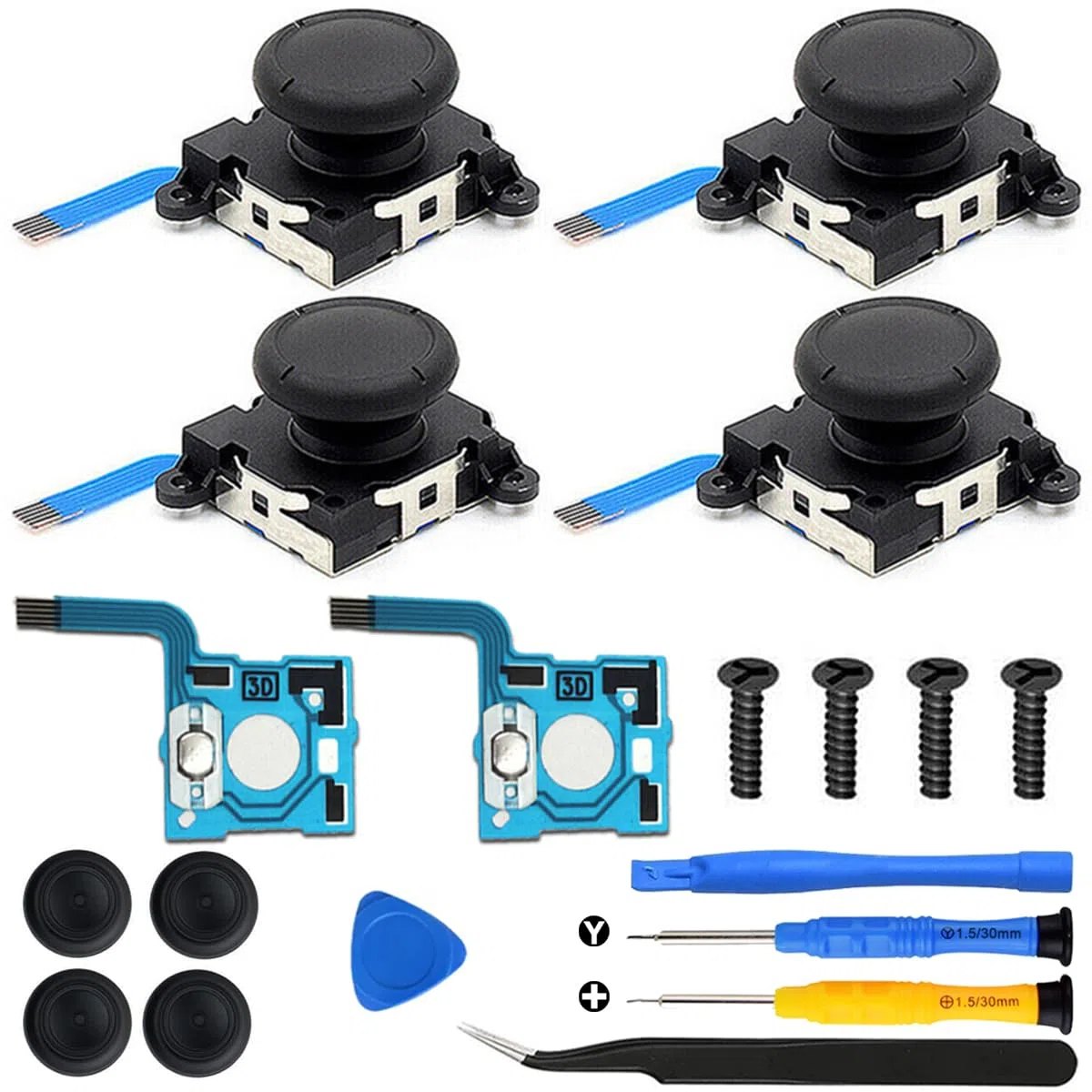 Joystick Analog Thumb Stick Reemplazo para Nintendo Switch/OLED/Lite L&R Joy-con Controller con Pel￭culas conductivas y Herramientas de fijaci￳n de Deriva (Destornillador Y1.5/+1.5) -19pcs