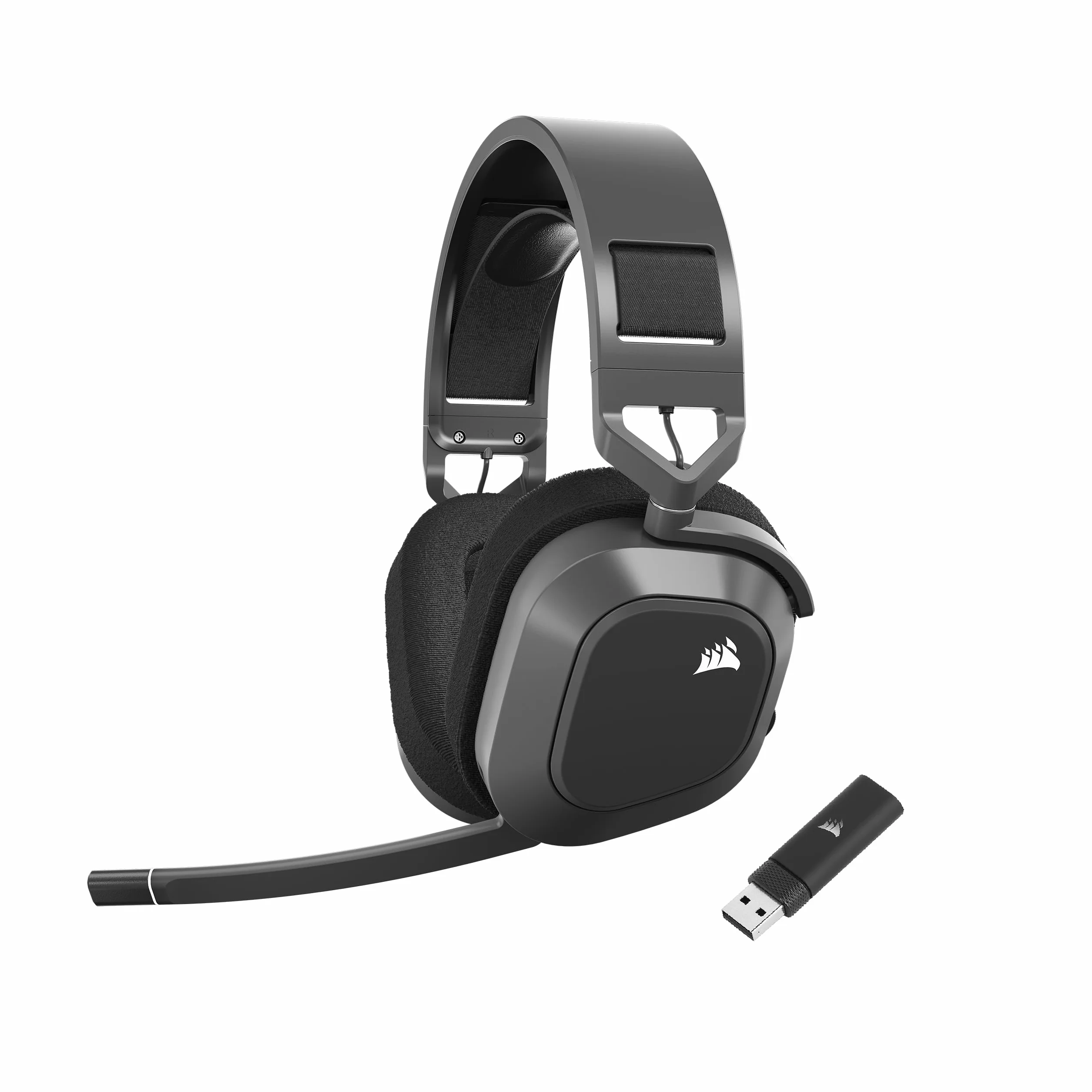 Corsair HS80 MAX Wireless Auriculares para Juegos Multiplataforma con Bluetooth – Dolby Atmos – Micrófono de Calidad Broadcast – Compatible con iCUE – PC, Mac, PS5, PS4, Switch, Móvil – Gris Acero