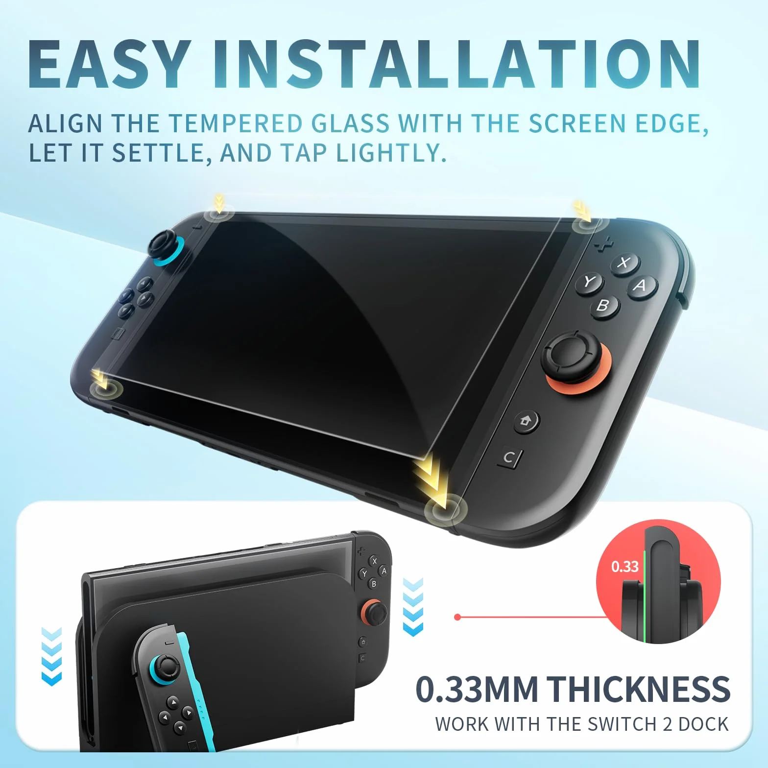 Tixlux Protector de Pantalla 3 Unidades Compatible con Nintendo Switch 2 (2025), Vidrio Templado 9H, Antiarañazos, Ultra Transparente, Sin Burbujas, Instalación Fácil