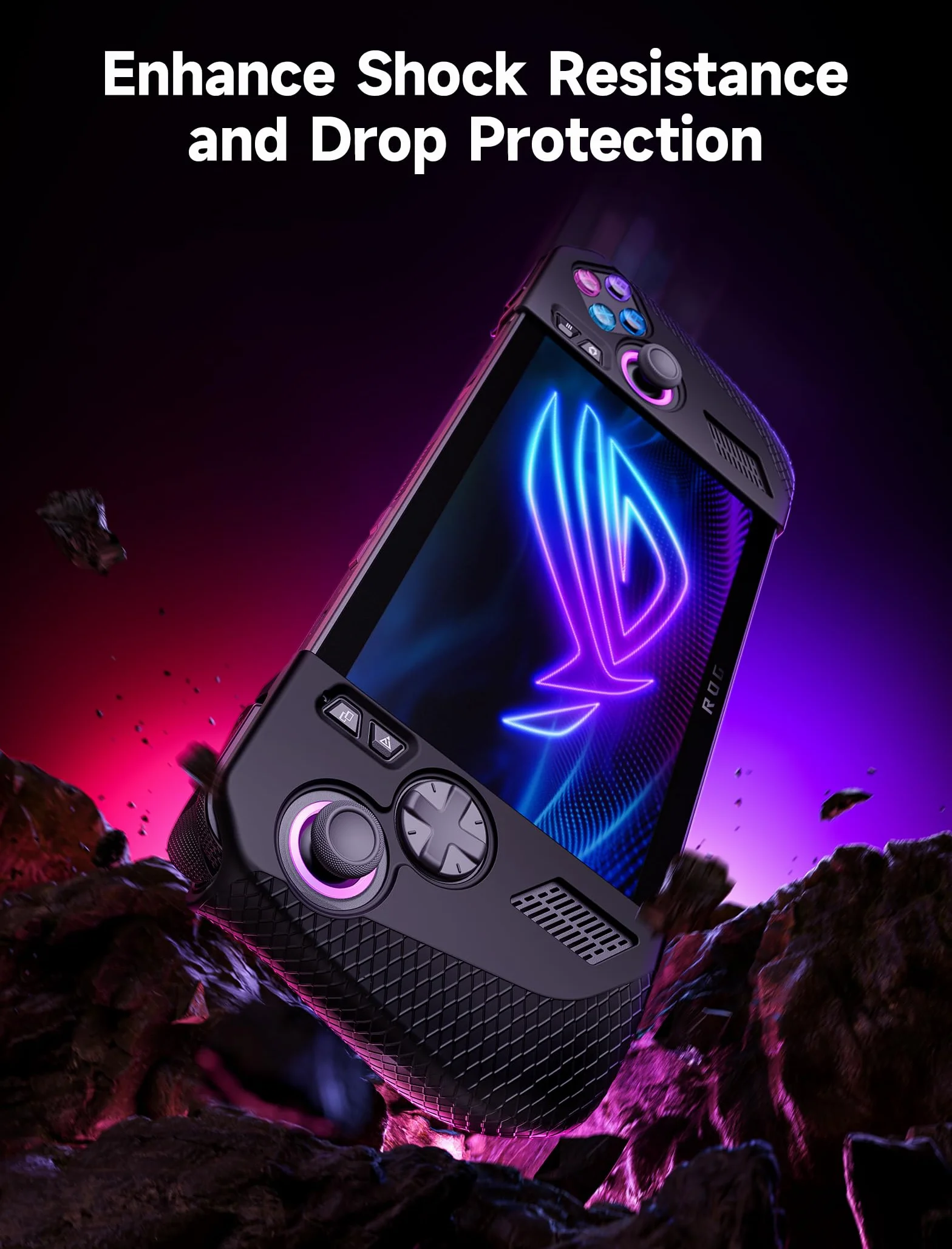 JSAUX Funda Protectora de Silicona Compatible con ROG Ally X, ROG Ally X Grip Skin, ASUS Rog Ally X Accesorios, Juego de Fundas de Silicona (una Izquierda y una Derecha)-PC0113 Negro
