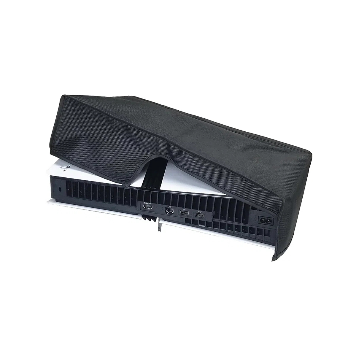 Cubierta antipolvo horizontal para consola PS5 Pro, tela Oxford, antiarañazos, impermeable, con puerto de cable trasero para consola Sony Playstation 5 Pro, versión digital y disco (negro)
