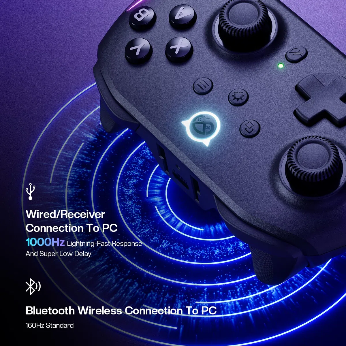 NYXI Master P1 2.4G Mando PC inalámbrico, Joystick de efecto Hall, Disparador Hall y Micro Variable, Control de audio,Turbo/Vibración ajustable, Bloqueo rápido programable - para PC/Switch/iOS/Android