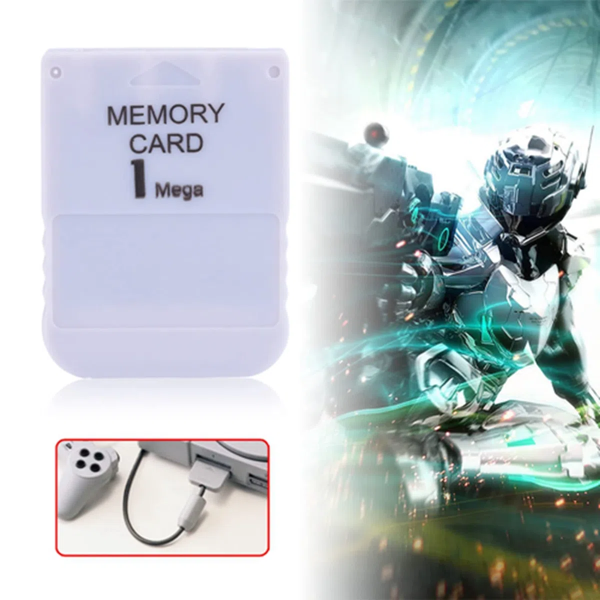 Akozon Tarjeta de Memoria de 1 MB para PS, Tarjeta de Memoria Key Game One Compatible con Todos los Juegos, Color