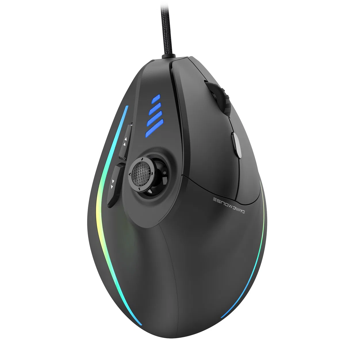 TRELC Ratón para Juegos con balancín 5D, Mouse ergonómico con 10000 DPI/11 Botones programables, Mouse Vertical RGB para Juegos con Cable para PC/portátil/Deportes electrónicos/Jugadores (Negro)