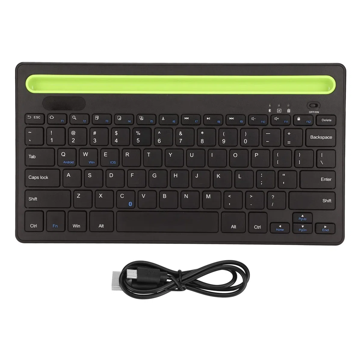 Teclado Inalámbrico Multidispositivo para OS X, Android y Windows, con Ranura para Tarjetas, Diseño de Doble Canal, Construcción de Pie de Tijera, Equipada Teclas de Acceso Rápido, Teclado Bluetooth
