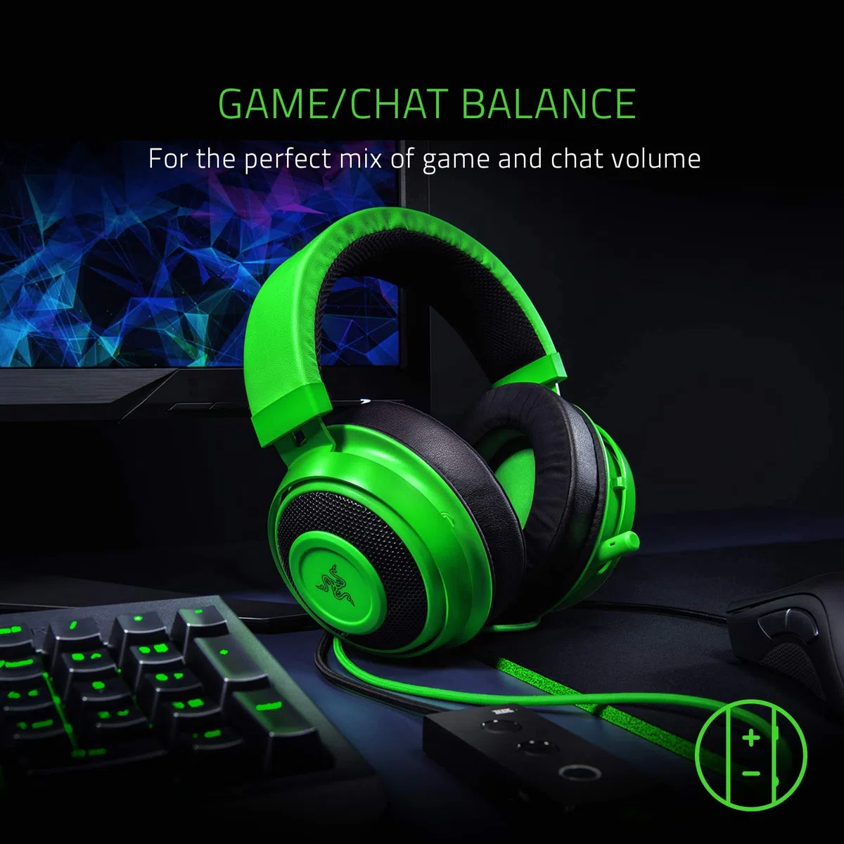 Razer Kraken Tournament Edition - Auriculares para videojuegos (auriculares con cable y controlador de audio USB, controlador THX Spatial Audio, 50 mm, compatibilidad entre plataformas), color verde