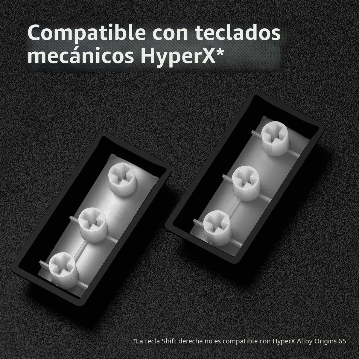 HyperX Teclas PBT, Conjunto completo de teclas, material PBT de doble disparo, diseño en inglés (EE. UU.), 104Teclas, Negro