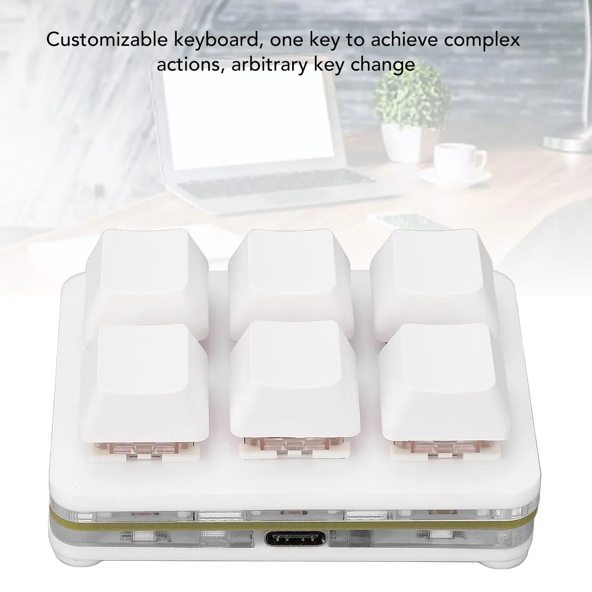 XUMIUZIY Teclado para Juegos de 6 Teclas, Mini Teclado USB, Teclado Macro Programable, Teclado Mecánico RGB, Teclado USB para PC con una Sola Mano para Oficina de Juegos (White)
