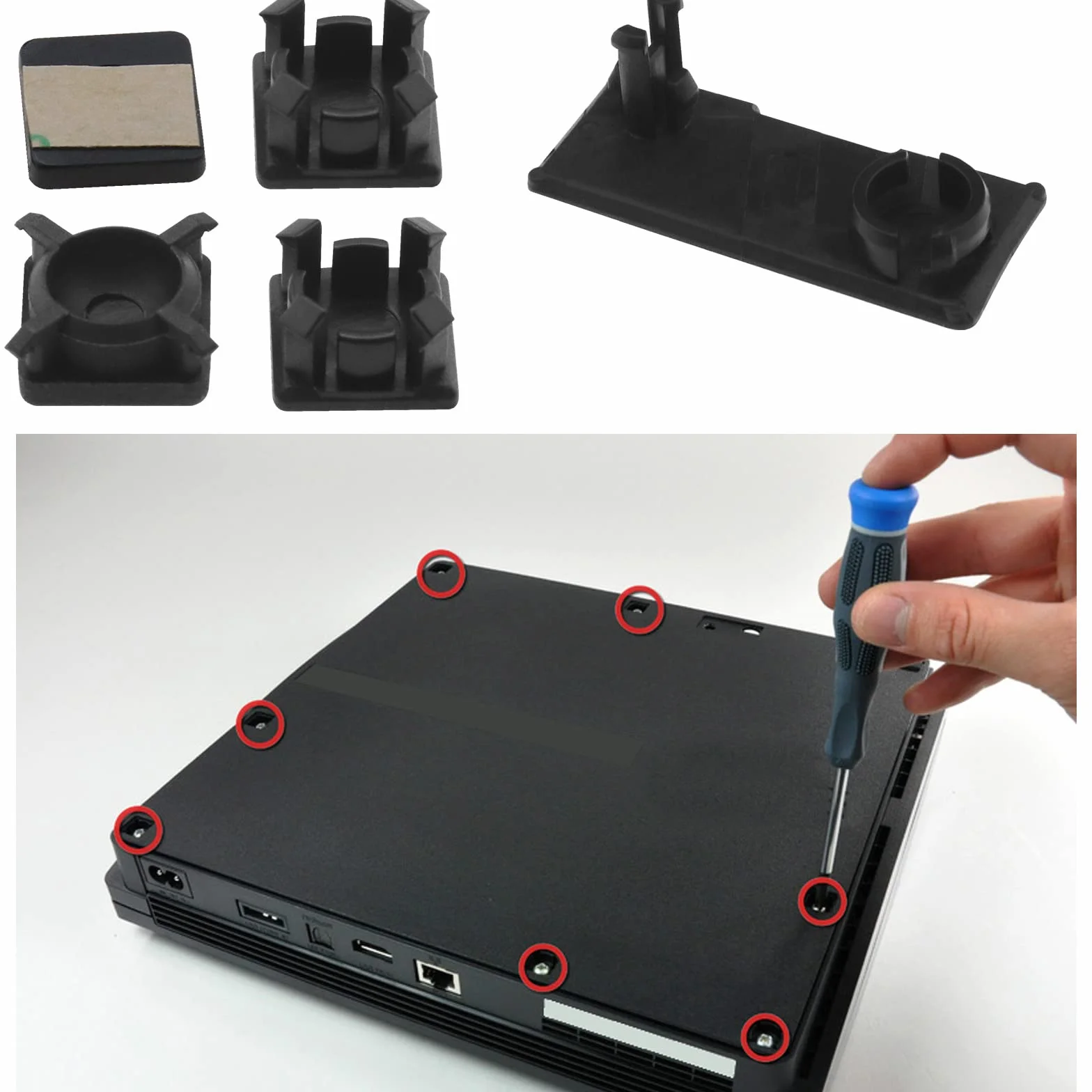 Juego de 2 soportes para tornillos compatibles con Sony PS3 Slim 2000 3000, cubiertas de goma, accesorios electrónicos