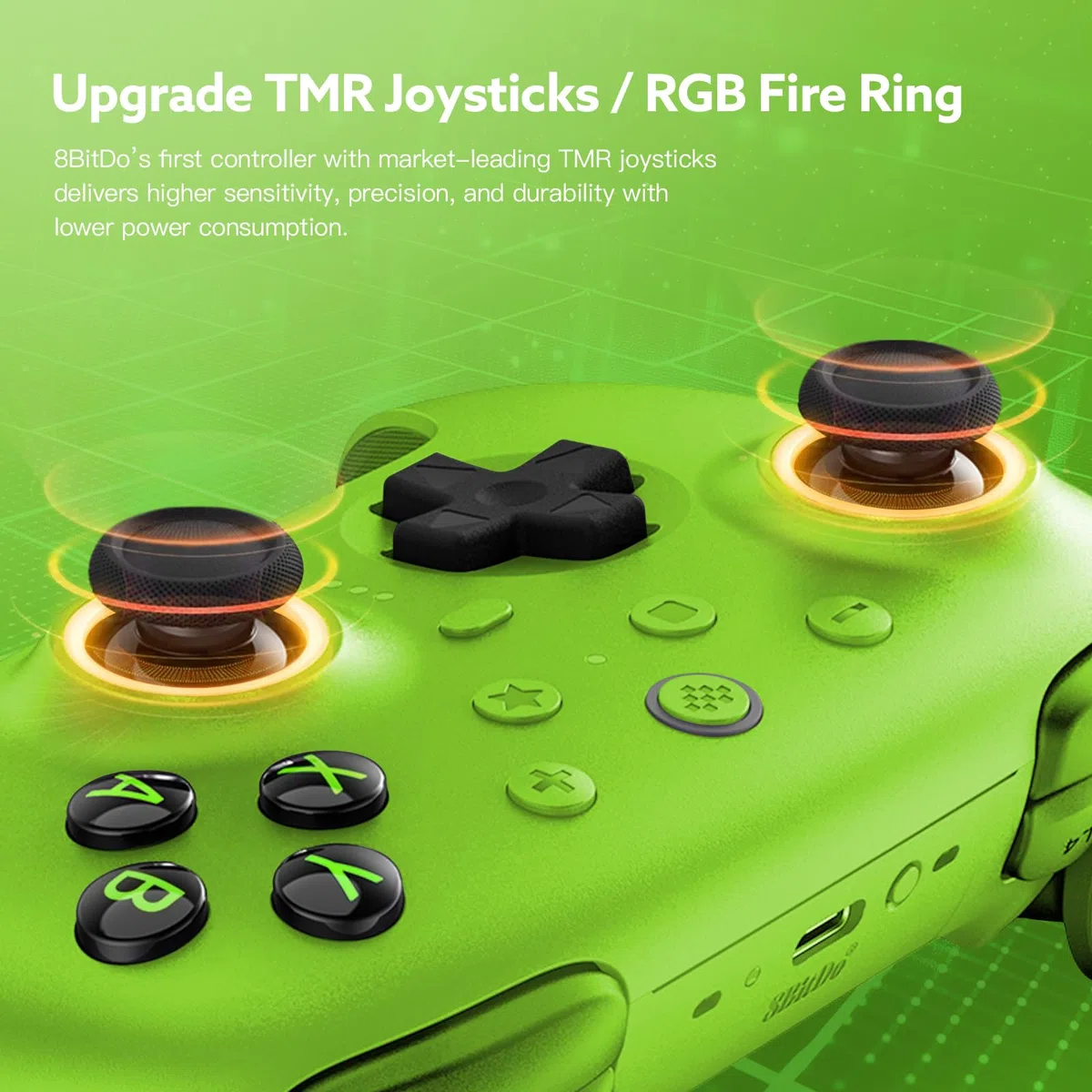8BitDo Ultimate 2 Wireless Controller para PC/Android/Apple/Steam, Joystick TMR, Gatillos Táctiles/Efecto Hall Conmutables, Anillo Fuego RGB, 2.4G Controlador Juegos Inalámbrico 8Speed con Base Carga