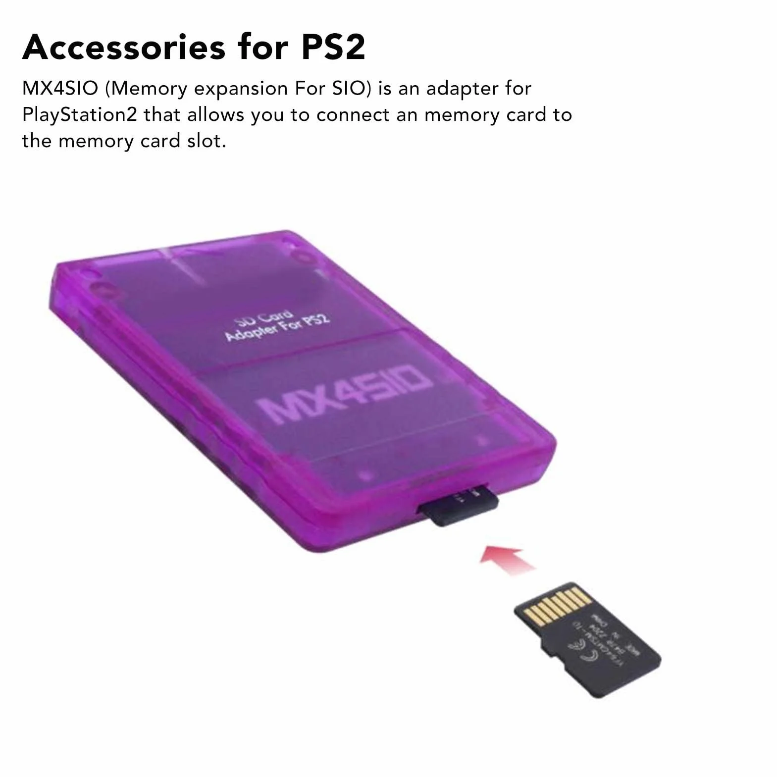 Adaptador de Tarjeta SD para , MX4SIO SIO2SD Adaptador de Tarjeta de Memoria de Reemplazo para Fat Consola (Púrpura Transparente)