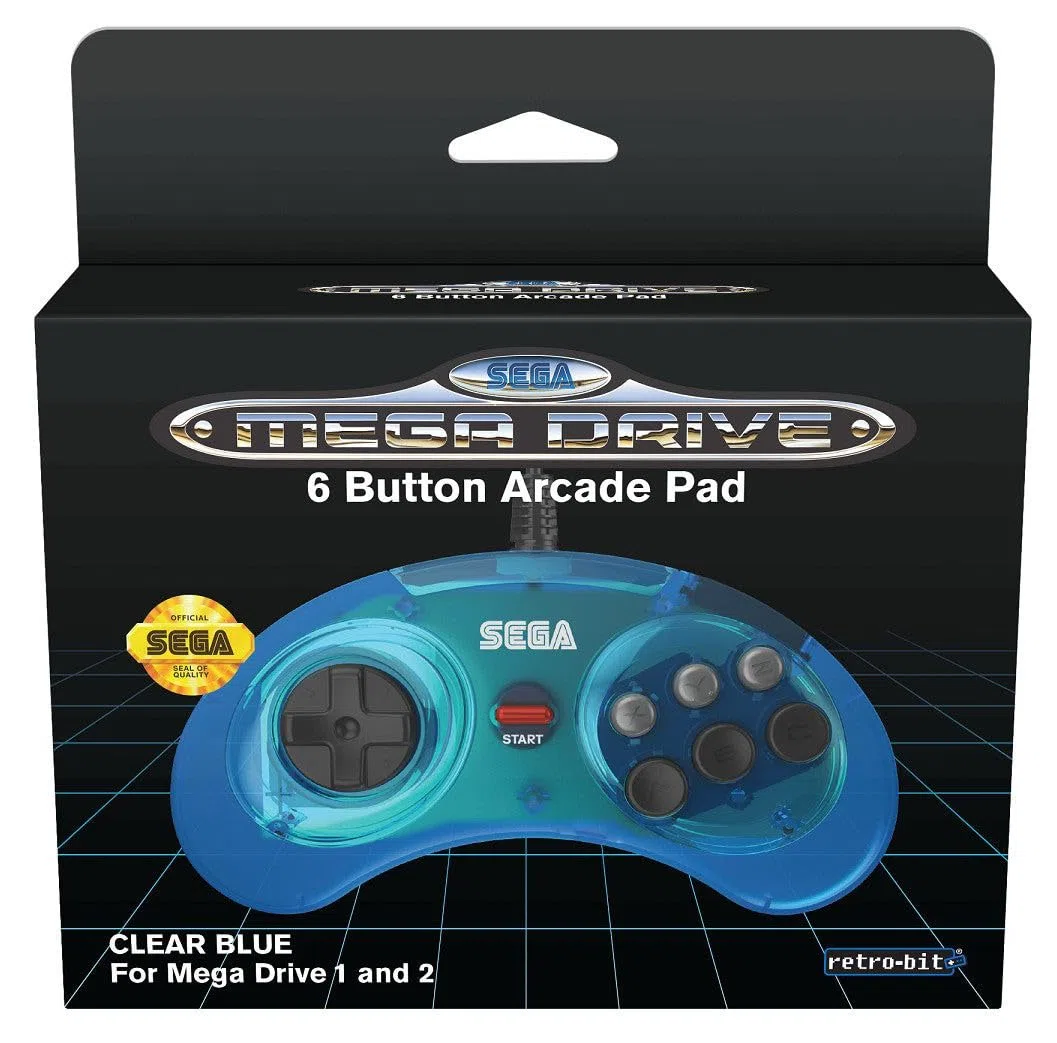 Retro-Bit Official SEGA Mega Drive 6-button Arcade Pad Blue [Importación inglesa]