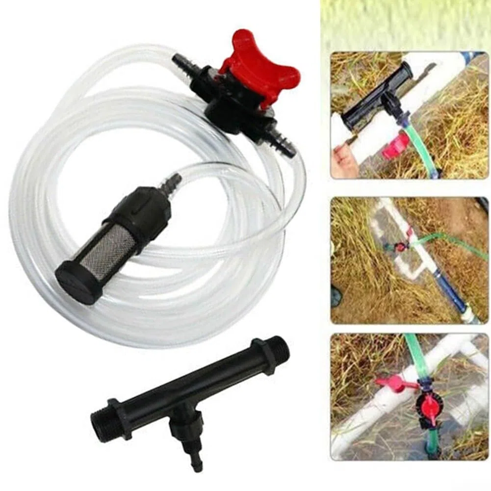 Kit de inyector de fertilizante Venturi de riego automático con interruptor de tubo de agua de 1/2 pulgada y filtro para sistemas de cuidado de plantas de jardín, dosificación eficiente de nutrientes