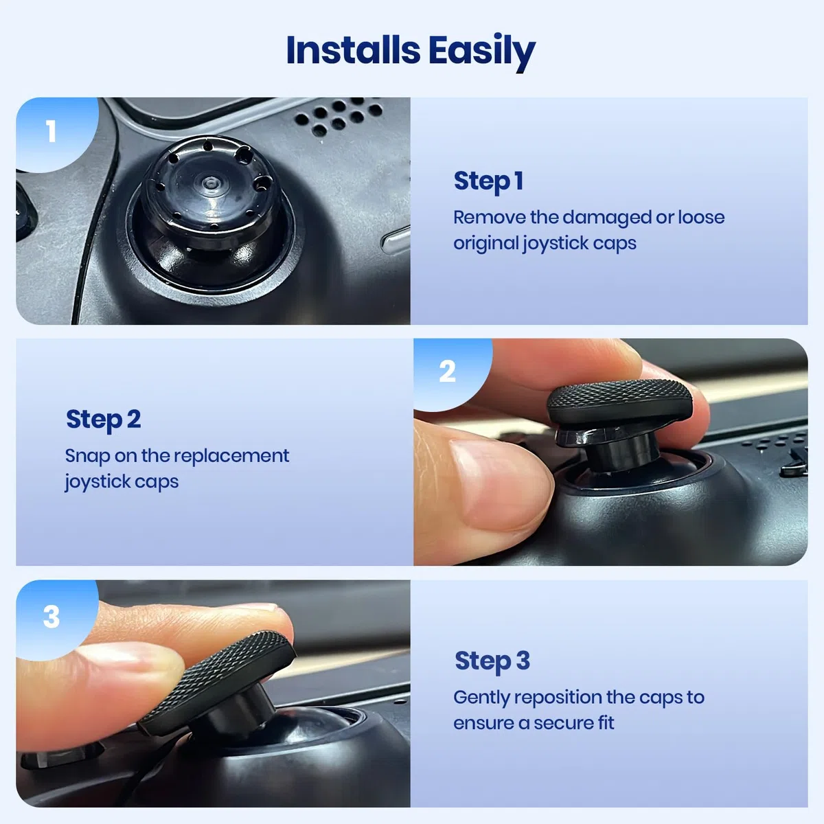 NEWDERY Juego de 10 Tapas para Mando de PS5/PS4, diseño Antideslizante con Textura láser, Resistentes al Desgaste, para mandos de PS5/PS4