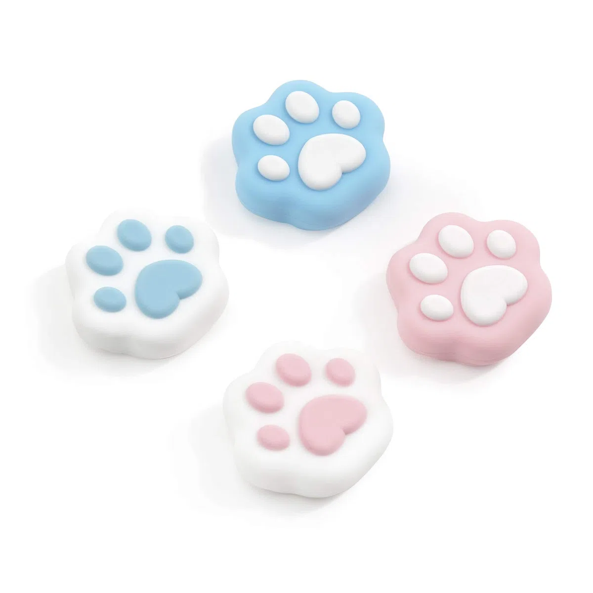 GeekShare Paquete de 4 Tapas de Silicona Suave con Forma de Pata de Gato compatibles con Switch/OLED/Switch Lite (Rosa y Azul)