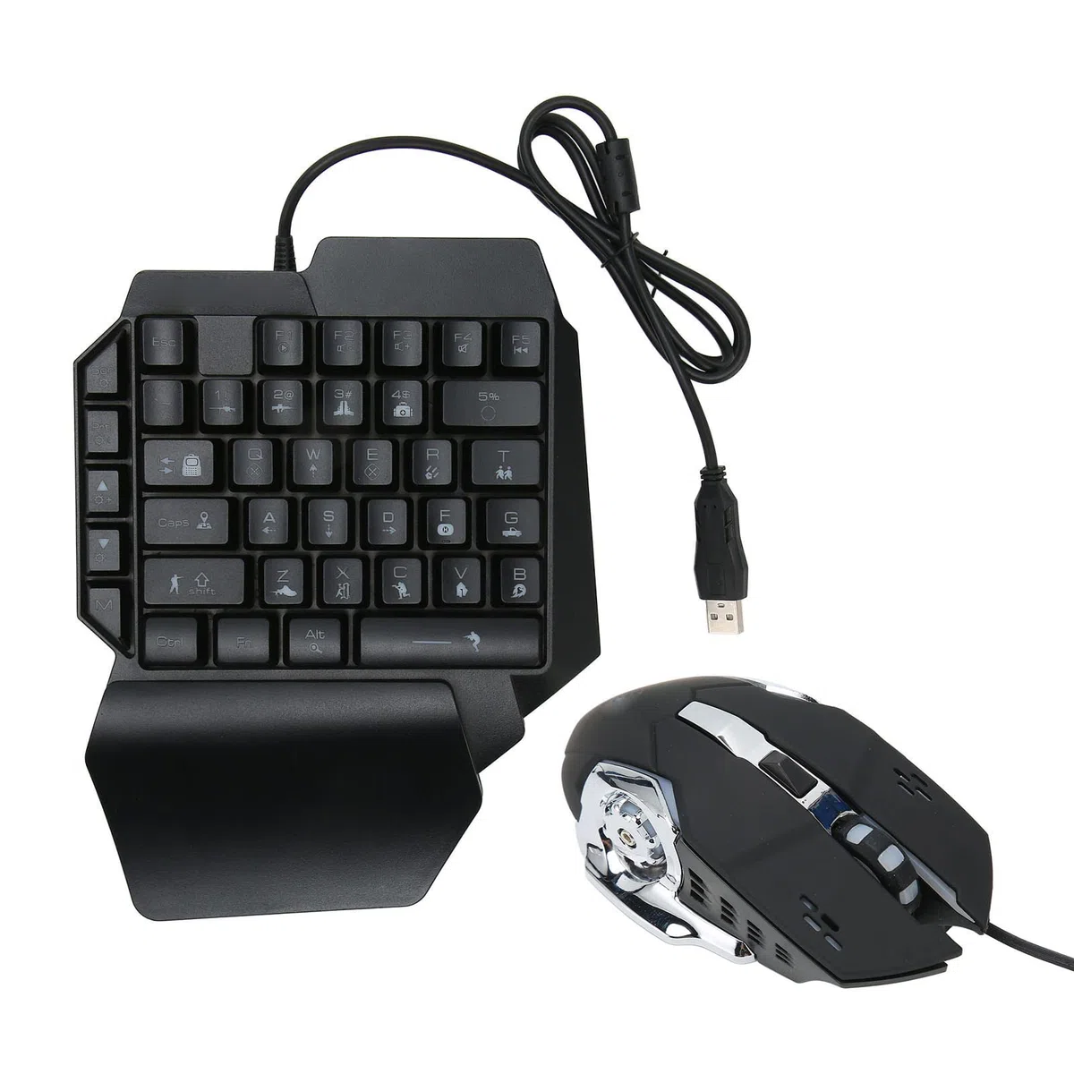 Combo de Teclado para Juegos RGB con una Mano y Mouse Retroiluminado, Retroiluminación LED con Cable USB con Convertidor para XboxONE, Teclado de Sensación Mecánica