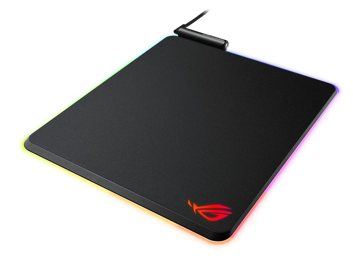 ASUS ROG Balteus - Alfombrilla de ratón Gaming (15 Zonas de iluminación Aura Sync, Superficie Dura en orientación Vertical, Conector USB y Base de Goma Antideslizante) Negro