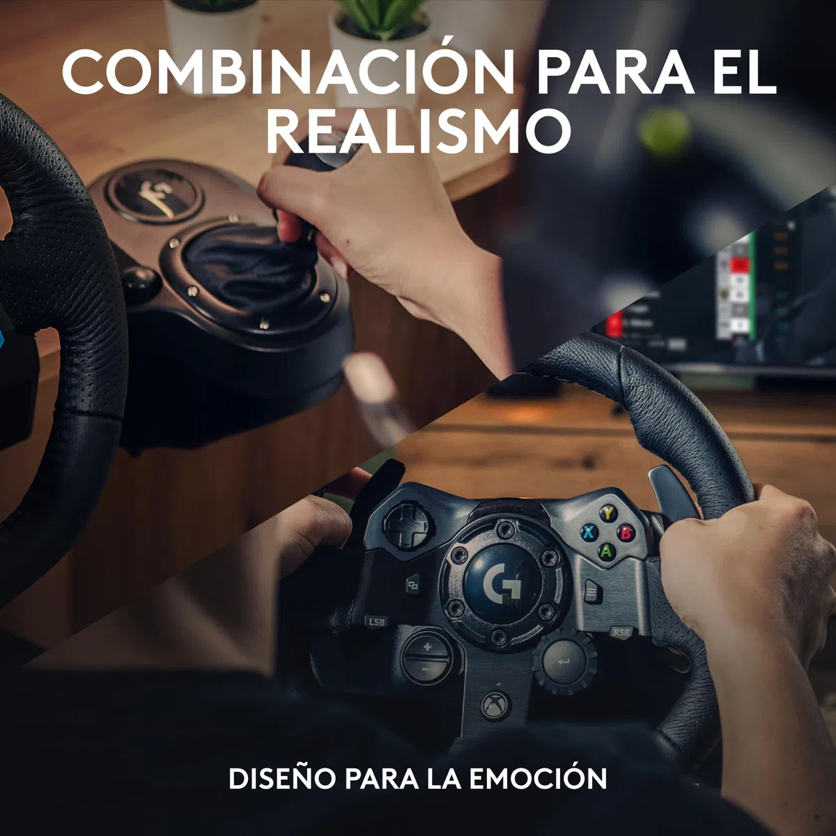 Logitech G G923 Volante de Carreras y Pedales, TRUEFORCE Force Feedback, Cuero Auténtico + Palanca de Cambio Logitech G Driving Force, Xbox X|S, Xbox One, PC, Mac, Negro