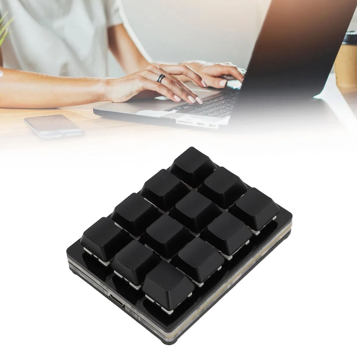 Teclado Mecánico para Juegos de 12 Teclas, Teclado Mecánico Programable con una Mano, Teclado Macro RGB Intercambiable en Caliente y con Cable USB, Multifuncional Plug and Play,