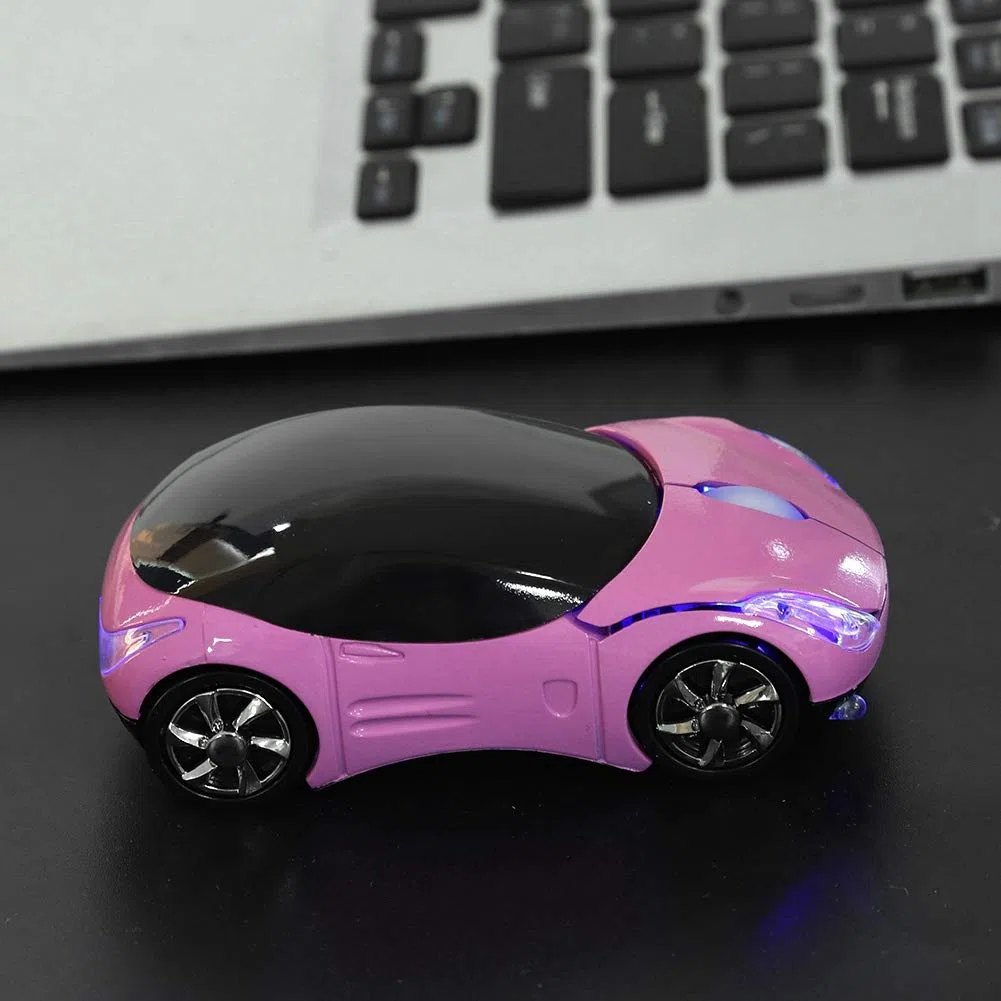 FOSA Ratón inalámbrico de 2,4 GHz 3D deportivo con forma de coche, mini ratones ergonómicos de manos pequeñas con receptor USB, ratón de coche de dibujos animados de 1600 DPI para laptop, PC, tablet,