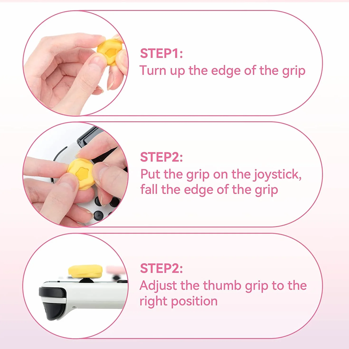 GeekShare Cute Silicone Joycon Thumb Grip Caps, Joystick Cover Compatible con Nintendo Switch/OLED/Switch Lite, 4PCS - Cream Heart