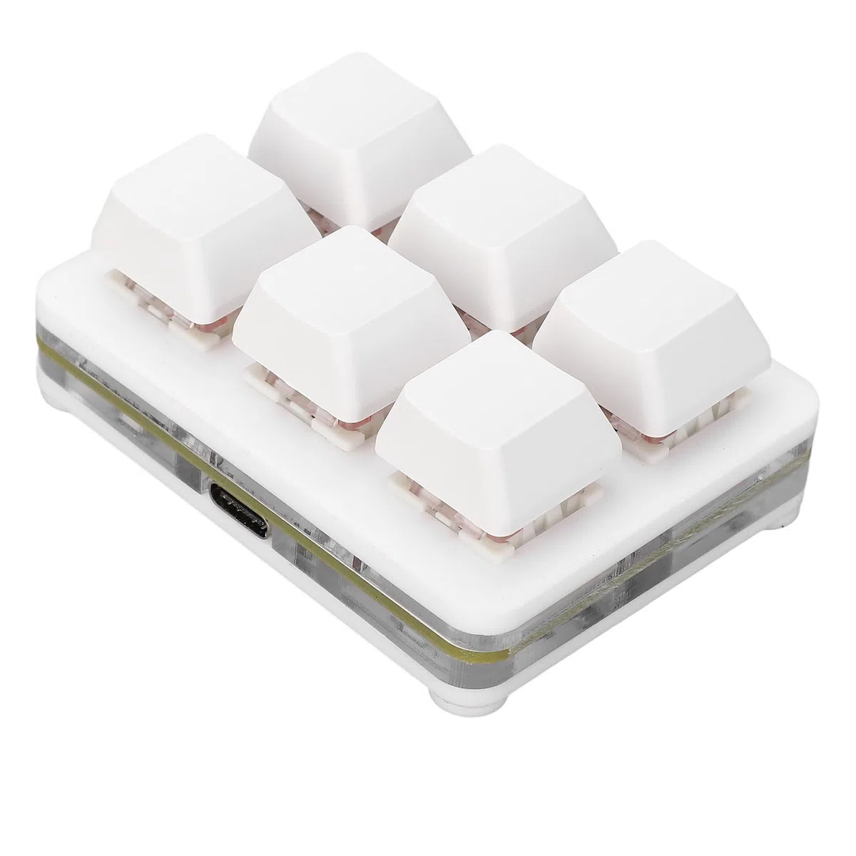 XUMIUZIY Teclado para Juegos de 6 Teclas, Mini Teclado USB, Teclado Macro Programable, Teclado Mecánico RGB, Teclado USB para PC con una Sola Mano para Oficina de Juegos (White)