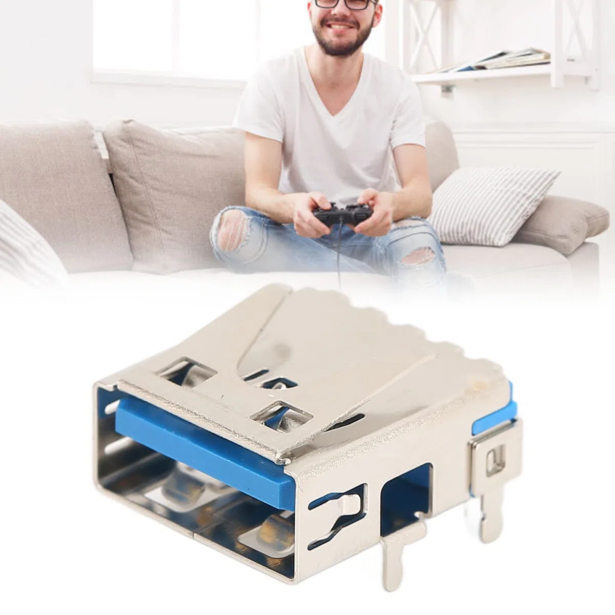 Sxhlseller para Reemplazo de Puerto USB 3.0 de PS5, Toma de Conector USB 3.0 para Consola de Juegos PS5, Reemplazo de Puerto USB 3.0 Ajuste PS5, Pieza de Reparación de PS5