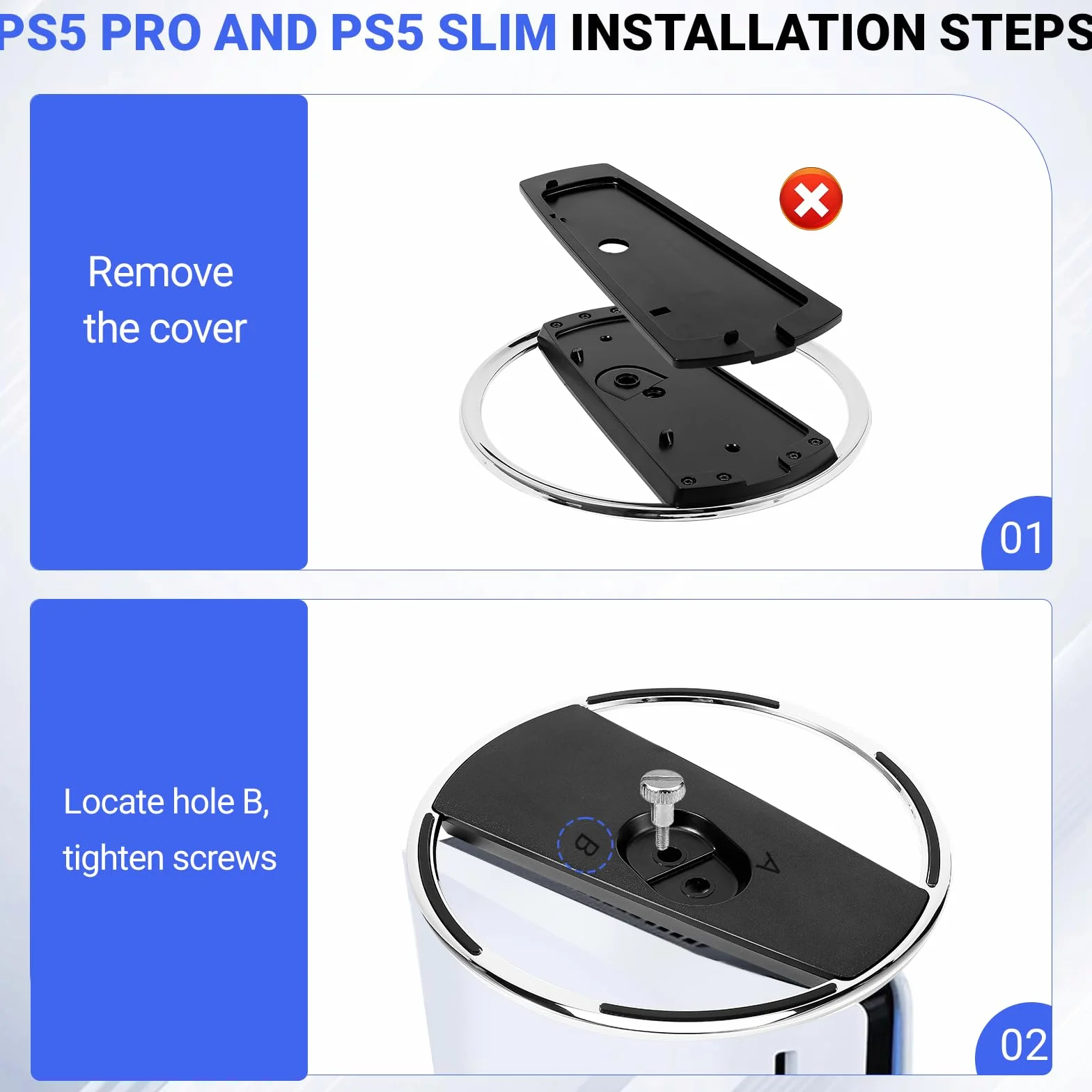 Zorplex Soporte Vertical para Consola PS5/PS5 Pro,aleación de zince&ABS Accesorios de PlayStation 5, Compatible para PS5 (Disco y Edición Digita) l, con Base Antideslizante y Tornillo