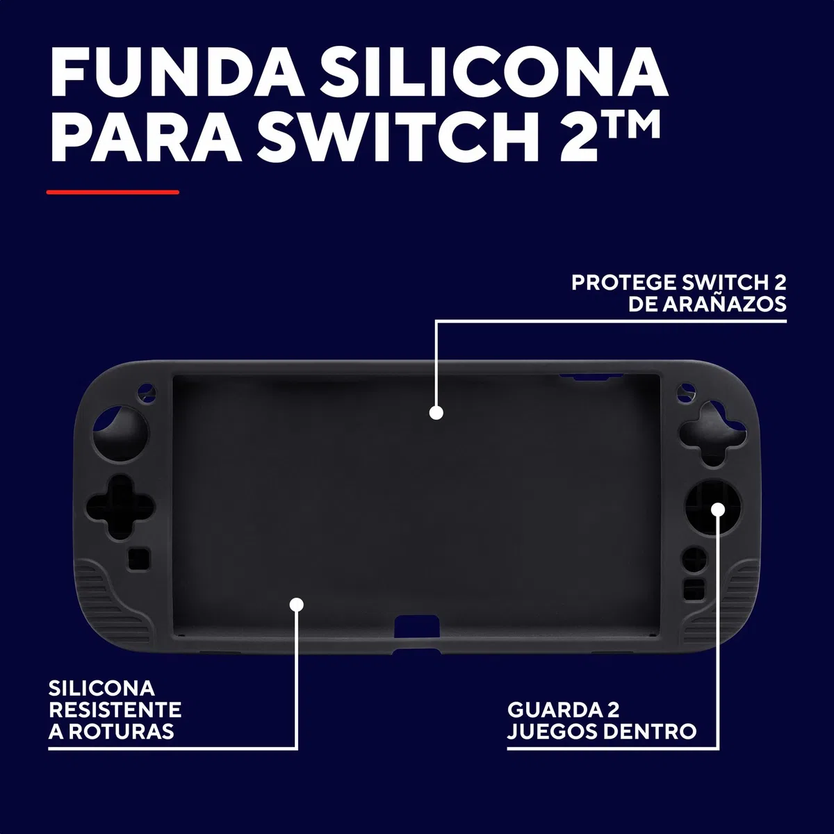 GXTrust 1253 Carcasa Nintendo Switch 2, Funda Protectora de Silicona con Diseño Texturizado, Resistente a los Arañazos, Absorción de Impactos, Cubierta Protectora Switch 2, Negro