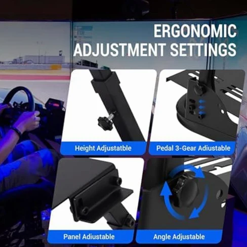 Soporte para volante de carreras, soporte de simulación de conducción plegable ajustable con barras de refuerzo para una experiencia mejorada