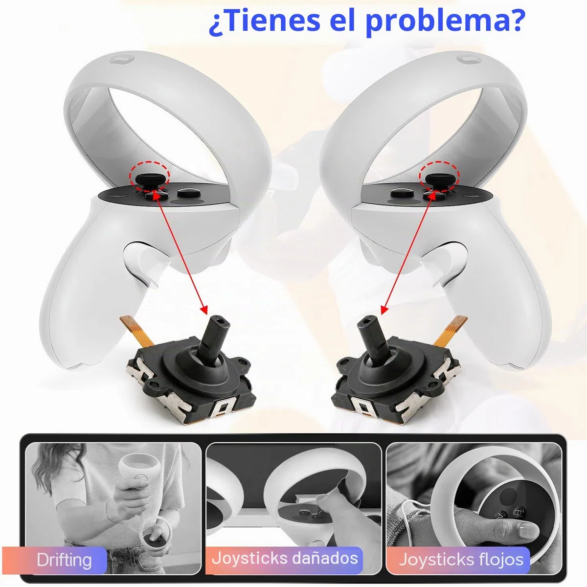 RongZy Joystick Analógico de Repuesto para Oculus Quest 2 Reemplazo de Sensor del Joystick Analógico para Meta Quest 2 Controlador Accesorios de Repuesto de Tapa de Joystick con Herramientas