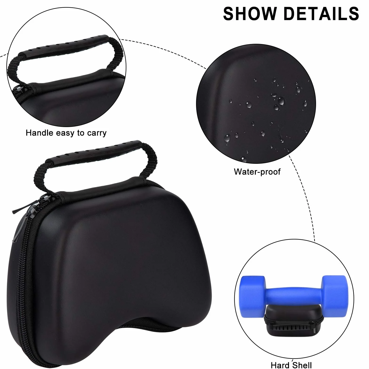QIMEI-SHOP Estuche Portátil para Mando Protección Funda de Viaje para Controller EVA Duradero Bolsa de Almacenamiento para Controlador de Xbox One Switch Pro PS5 PS4 15.5*11*7 cm
