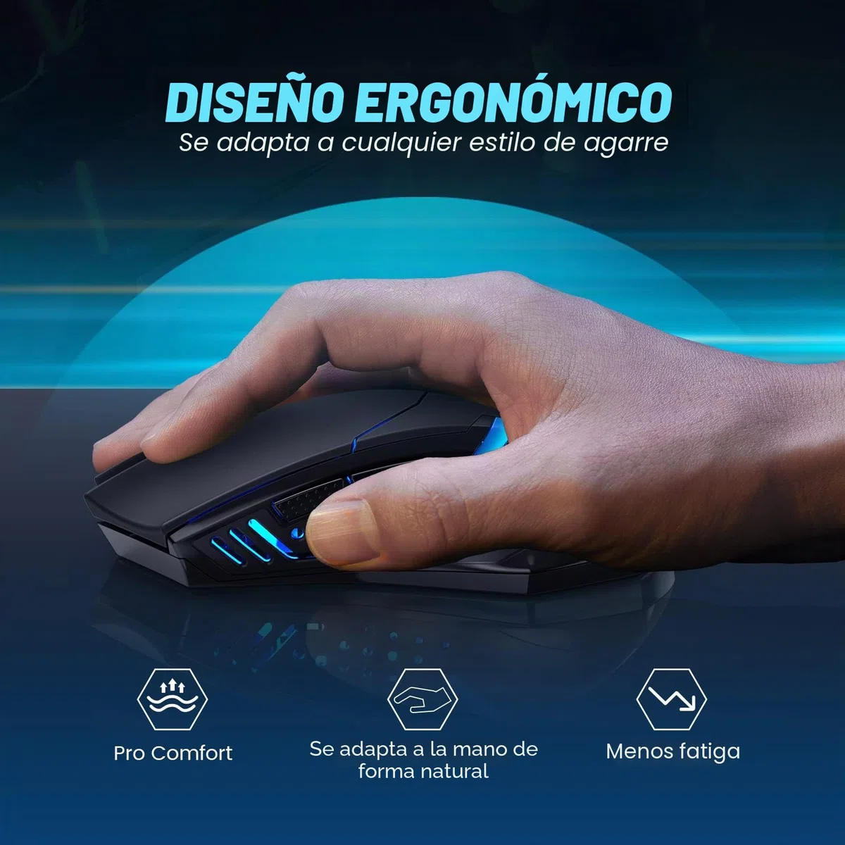 T-DAGGER Ratón inalámbrico para Juegos - Ratones inalámbricos USB para computadora con retroiluminación LED roja, Mouse ergonómico silencioso para Laptop con 7 Botones de Clic silenciosos, 5 dpi