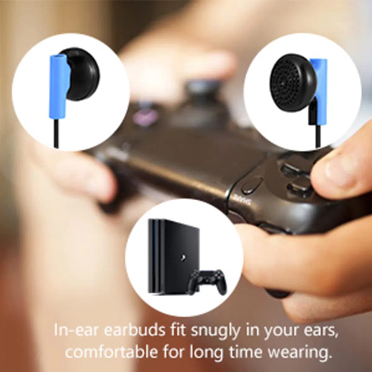 Auriculares para PS4, Auriculares para Juegos de 3,5 mm Auriculares Internos con Micrófono, Auriculares para Juegos con Cable, para juegos Música Earbuds Deportes Compatible con Múltiples Dispositivos