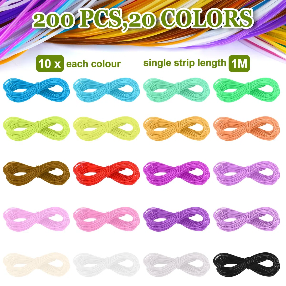 VORHOT 200 Piezas Scoubidou Hilo Plastico, Scooby Doo Pulseras 20 Colores, Scooby Doo Hilos con Llavero y Gancho, Hilos Pulseras Scooby Doo para Hacer Pulseras, Collares, Llaveros