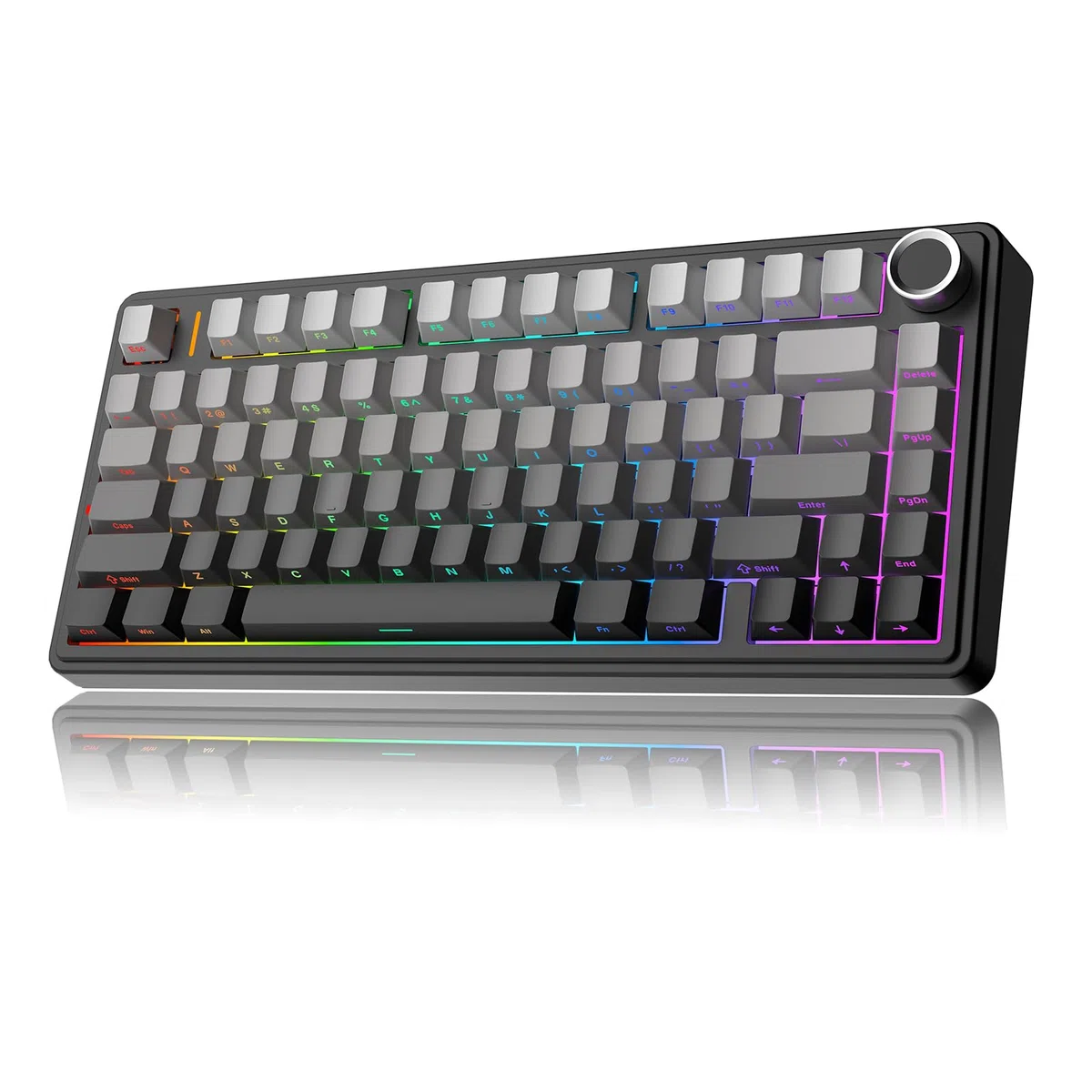 MechLands Aula F75 PRO - Teclado gaming inalámbrico 75%, teclado mecánico personalizado con montura Gasket y acolchado de cinco capas, Bluetooth/2.4GHz/USB-C, intercambiable en caliente, perilla, RGB