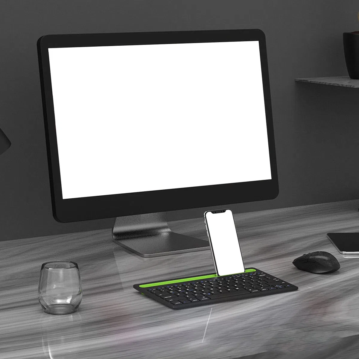 Teclado Inalámbrico Multidispositivo para OS X, Android y Windows, con Ranura para Tarjetas, Diseño de Doble Canal, Construcción de Pie de Tijera, Equipada Teclas de Acceso Rápido, Teclado Bluetooth