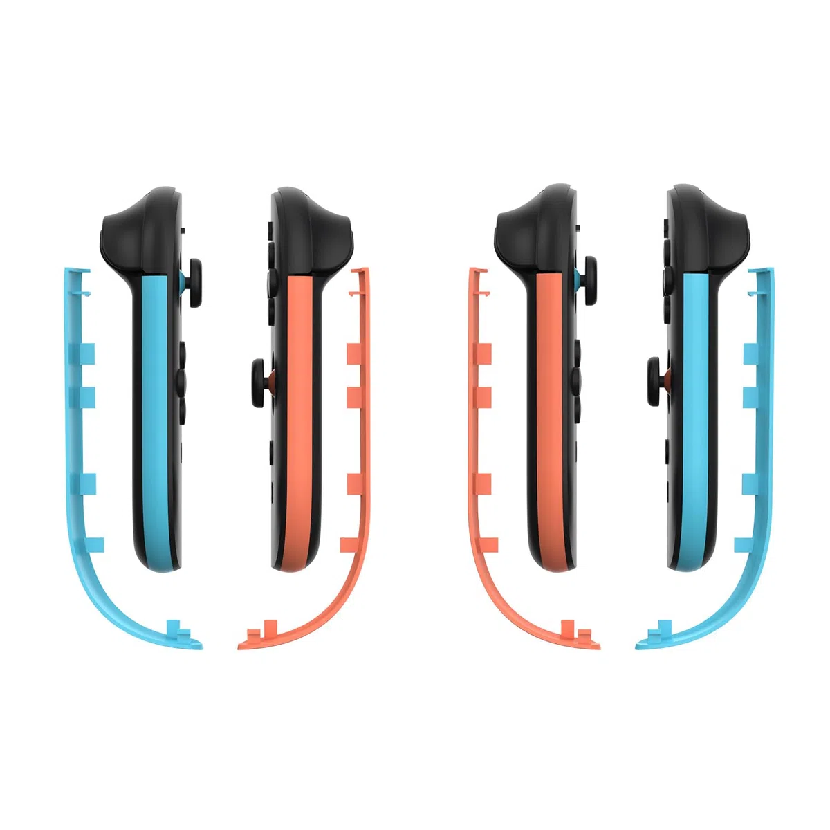 Tira Decorativa para Mandos Switch 2, Tiras Decorativas para Mandos Izquierdo y Derecho, Kit de Recambio para Juegos Accesorios (Izquierda azul + Derecha naranja)