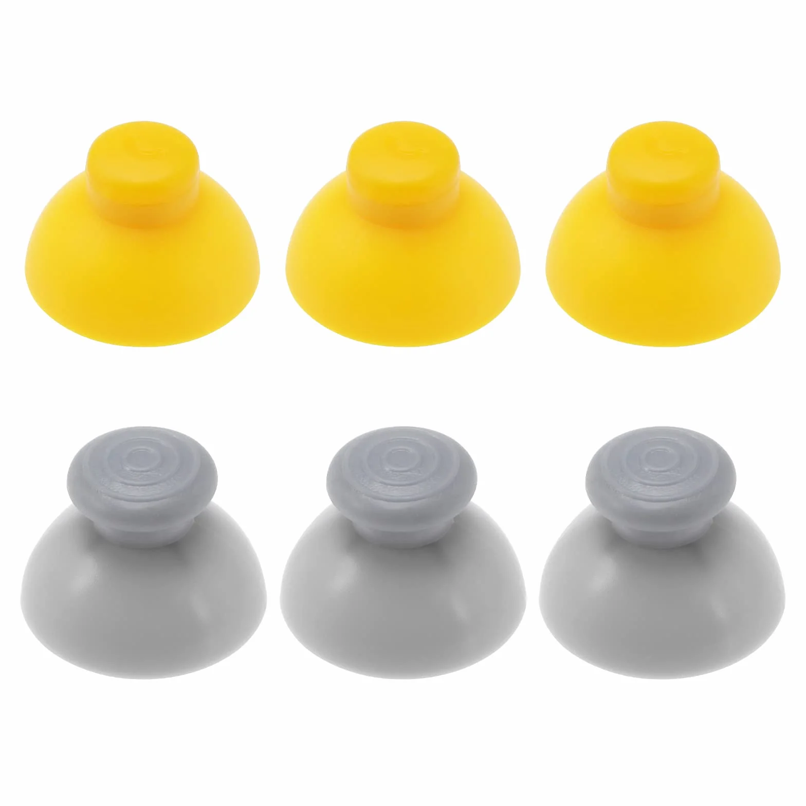 EMSea 6 piezas de tapas de joysticks analógicos de repuesto compatibles con Nintendo GameCube, cubiertas de palo analógico, accesorios ABS, amarillo y gris