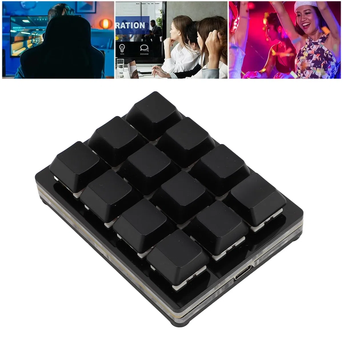 Teclado Mecánico para Juegos de 12 Teclas, Teclado Mecánico Programable con una Mano, Teclado Macro RGB Intercambiable en Caliente y con Cable USB, Multifuncional Plug and Play,