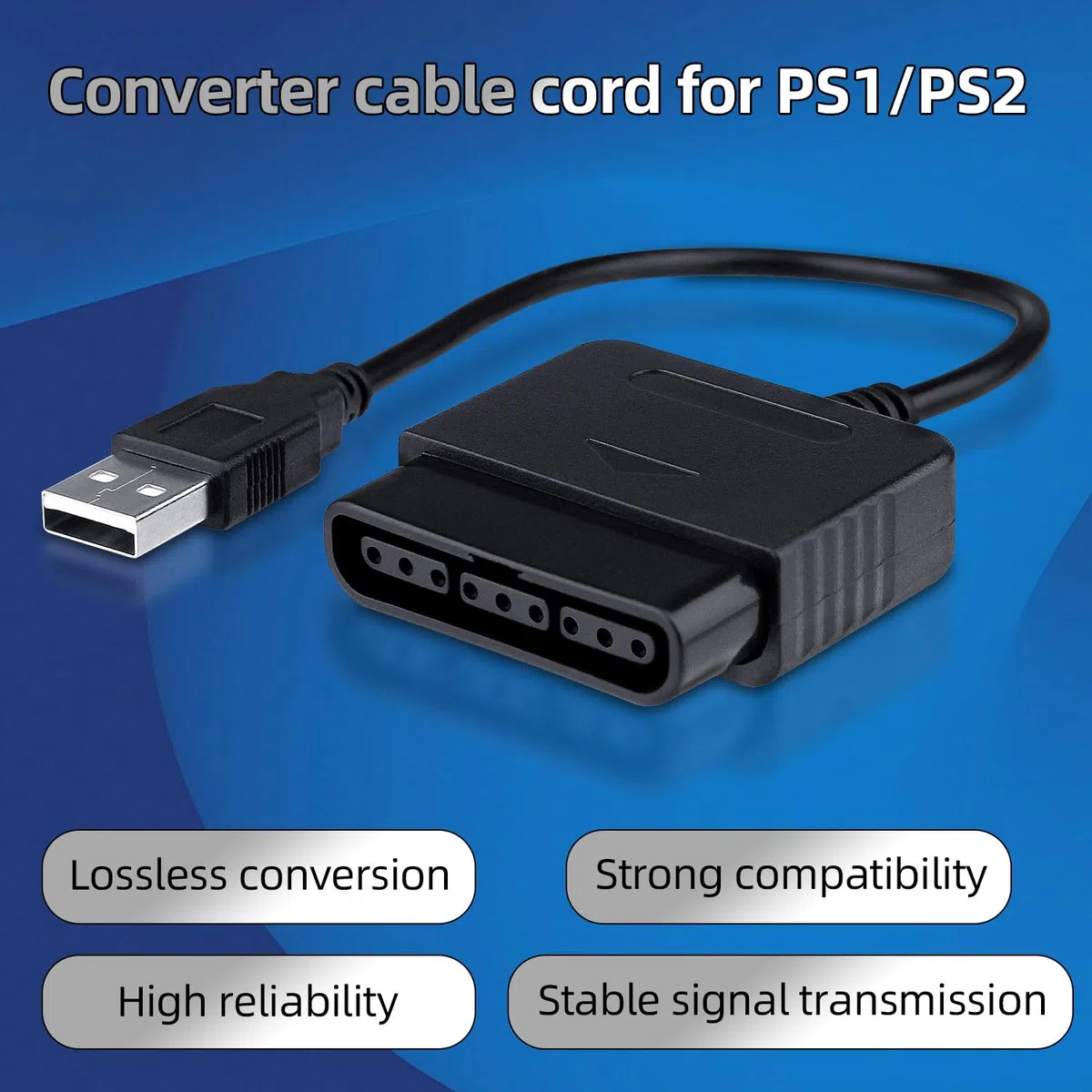 OSTENT Adaptador USB Cable Convertidor para Sony PlayStation 1/2 PS One PSX Mando con Cable Gamepad Joystick a PC Portátil