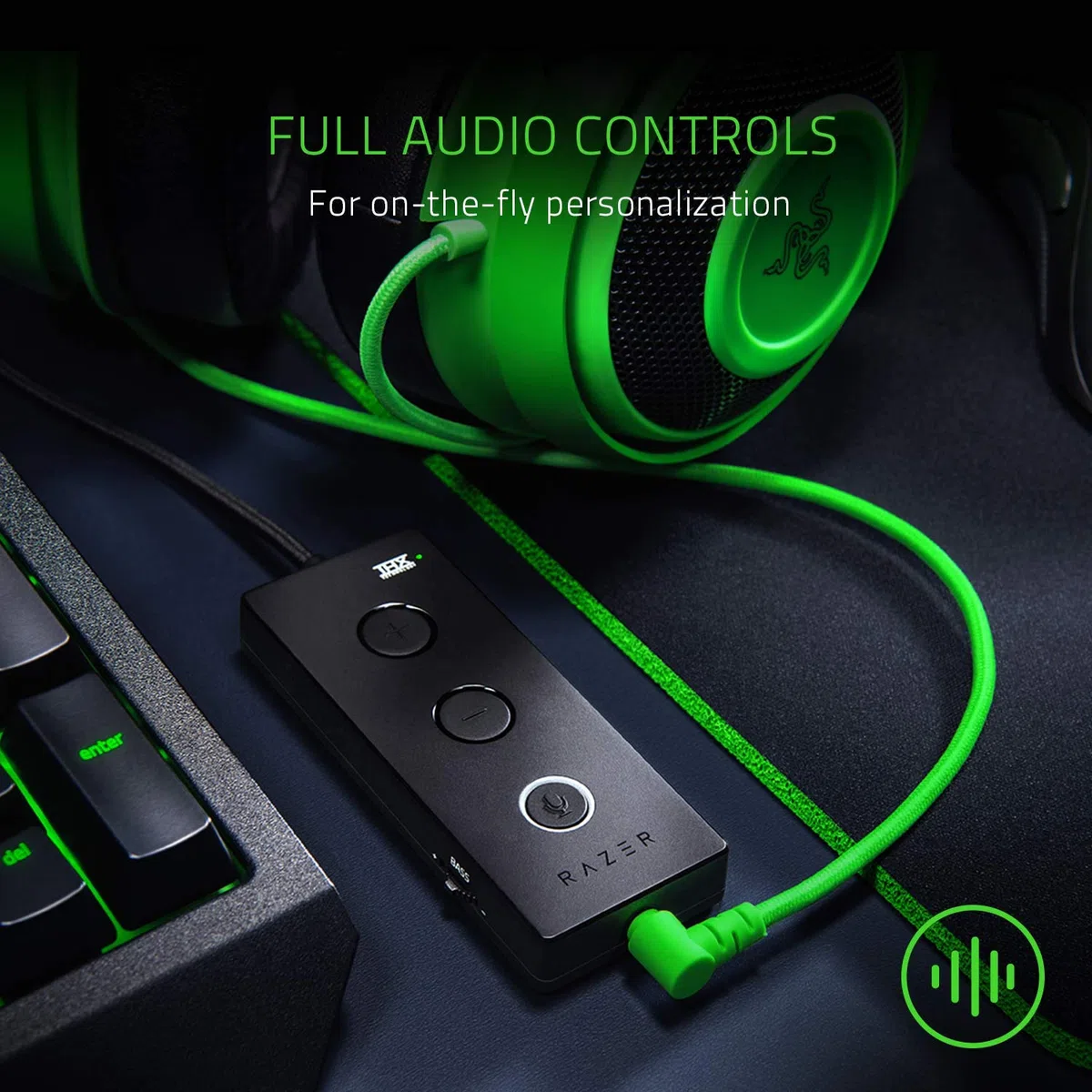 Razer Kraken Tournament Edition - Auriculares para videojuegos (auriculares con cable y controlador de audio USB, controlador THX Spatial Audio, 50 mm, compatibilidad entre plataformas), color verde