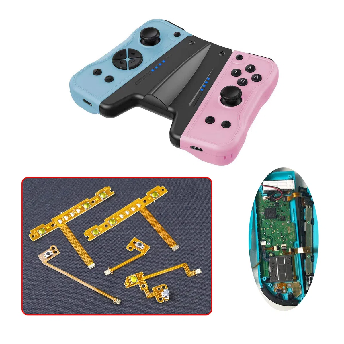 ECSiNG 5 Piezas ZL ZR SL SR L Botón Clave Cinta Cable Flexible Compatible con Nintendo Switch Compatible con Joy-con Controlador 5 en 1 Piezas de Repuesto