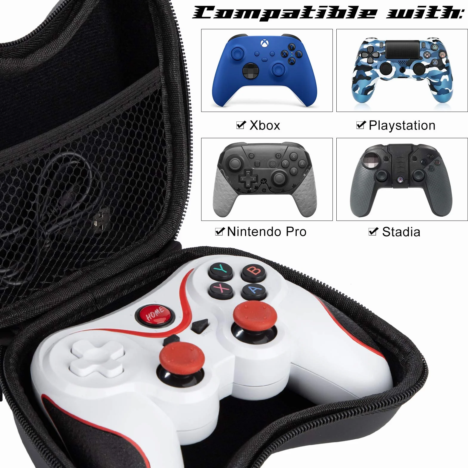 QIMEI-SHOP Estuche Portátil para Mando Protección Funda de Viaje para Controller EVA Duradero Bolsa de Almacenamiento para Controlador de Xbox One Switch Pro PS5 PS4 15.5*11*7 cm