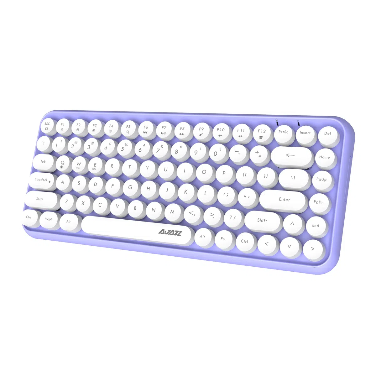 Teclado inalámbrico Bluetooth, lindo mini teclado compacto de 84 teclas, tecnología de conexión inalámbrica Bluetooth de 2.4GHz, tecla ABS retro redonda, panel mate, diseño ergonómico (púrpura)