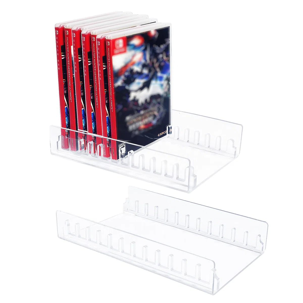 Soporte organizador de almacenamiento de videojuegos acrílico compatible con soporte de juego, soporte de exhibición de juegos mejorado para hasta 12 cajas de juegos, dos paquetes pueden