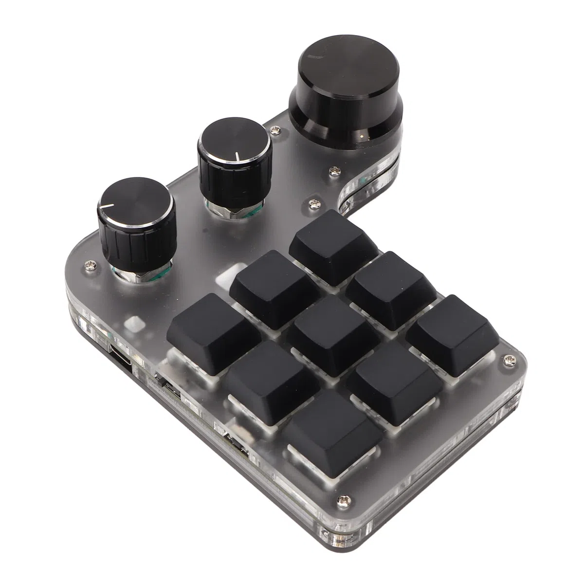 Goshyda Mini Teclado Mecánico para Juegos Macro, 9 Teclas, 3 Perillas, Teclado USB para PC con una Sola Mano, Función Personalizada de Acceso Directo Programable, Conexión de Modo Dual,
