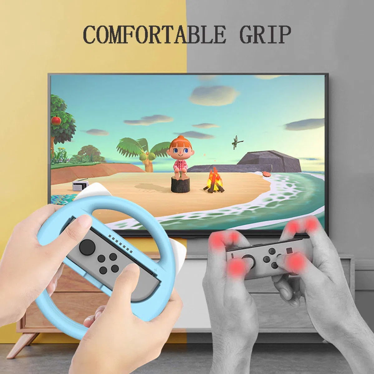 RajoNN Volantes con empuñadura y Interruptor para el Controlador Joy-con de Nintendo Switch, empuñadura Joy-con para Juegos de Accesorios de Mario Kart/Nintendo Switch (4 Paquetes de Lujo), Rojo y